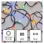 LED karácsonyi fényfüzér, cseresznye – golyók, 8 m,kültéri és beltéri,többszínű,progr,időz thumbnail 3