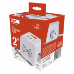 EMOS Hosszabbító/elosztó (kocka) 2 m / 2 aljzat / fehér / 2×USB-A+1×USB-C+Qi / 1,5 mm2