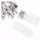 LED karácsonyi fényfüzér – ezüst gömb csillagokkal,1,9m, 2xAA, beltéri, meleg fehér, időz. thumbnail 3