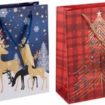 ARTICASA Xmas Giftbag rd/blue 2as 26x12x32cm 8gr PAP PET BC