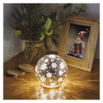 LED karácsonyi üveggömb – hópelyhek, 12 cm, 3x AA, beltéri, meleg fehér, időzítő thumbnail 5