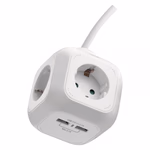 EMOS Hosszabbító/elosztó (kocka) 1,9 m / 4 aljzat / fehér / PVC / USB / 1,5 mm2
