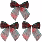 ARTICASA Xmas Bow 3pc green/red 13x0,1x14cm 22gr LINEN TOC -  thumbnail 2