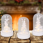 GRUNDIG Dekor világítás BÚRA 10LED 3db 5,5x9cm fa/üveg 6ó időkapcsoló 3 féle