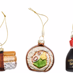 ARTICASA Xmas ornament sushi 3pc 3x6x8cm 19gr GL WBL