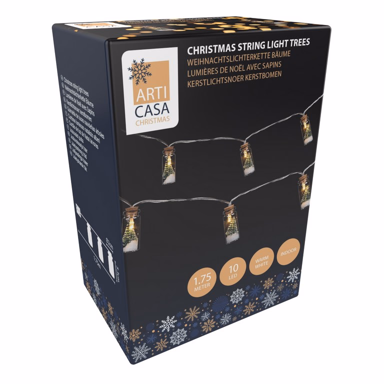 ARTICASA Xmas LED trees in glass 17,5x3x7,5cm 132gr GL PP, PVC, COPPER, CB excb 2xAA - Image 1 of 2