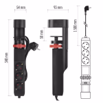 Emos Hosszabbító kábel 1,5 m/3 aljzat/kapcsoló/asztalra szerelhető/USB/fekete/PVC/1,5 mm2  thumbnail 2