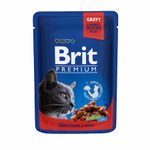 Brit Premium Cat 100 g alutasakos marha+zöldborsó. 24-es gyűjtő=1 egység