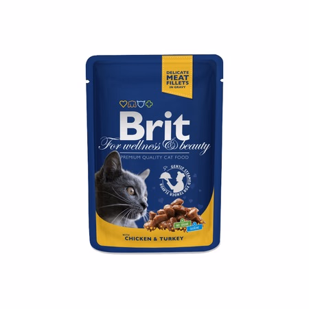Brit Premium Cat 100 g alutasakos csirke+pulyka. 24-es gyűjtő=1 egység - Image 1 of 1