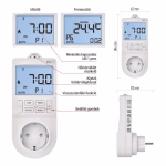 GoSmart 2 az 1-ben konnektoros, digitális termosztát időzítő funkcióval, schuko, WiFi thumbnail 3