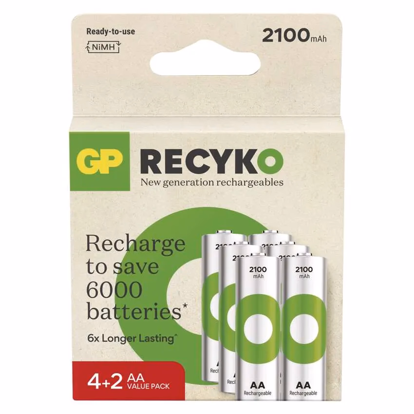GP ReCyko NiMH Akkumulátor HR6 (AA) 2100mAh 6db - Image 1 of 3