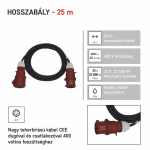 EMOS 3 fázisú kültéri hosszabbító 25 m / 1 aljzat / fekete / gumi / 400 V / 4 mm2 thumbnail 2