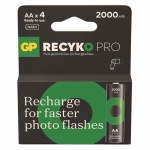 GP ReCyko Pro Photo Flash NiMH újratölthető elem HR6 (AA) 2000mAh 4db. 500+ töltési ciklus thumbnail 2