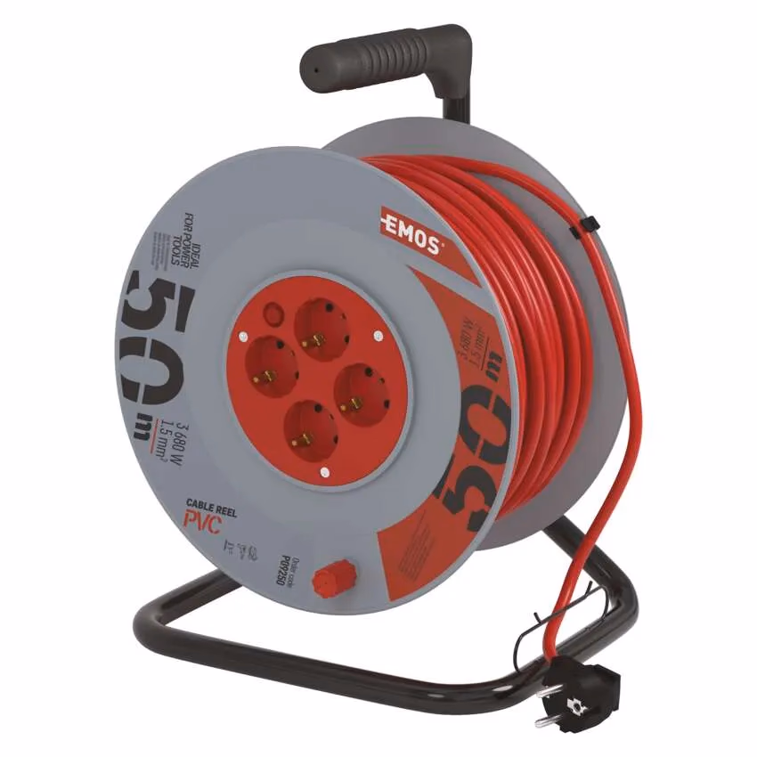 EMOS kábeldob 4 aljzat 50m 1,5 mm², PVC, 230V, narancssárga - Image 1 of 4