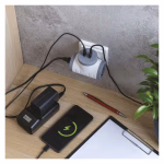 EMOS elágazó aljzat 2×, 1×USB-A+1×USB-C, fehér-szürke thumbnail 2