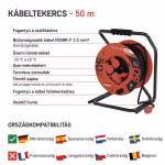 EMOS Kültéri kábeldob 50 m / 4 aljzat / fekete / gumi / 230 V / 2,5 mm2, IP44 thumbnail 5