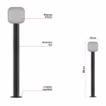 LED kerti oszloplámpa, 12 x 12 x 80 cm, 12,5 W, meleg fehér thumbnail 3