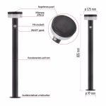 LED napelemes kerti oszloplámpa TERION szürkületérzékelővel, 12,5 x 12,5 x 80 cm thumbnail 4