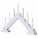 LED gyertyatartó, fa, fehér, 29 cm, 2x AA, beltéri, meleg fehér, időzítő thumbnail 2