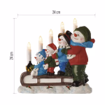 LED gyertyatartó – hóemberek szánon, 24 cm, 2x AA, beltéri, meleg fehér, időzítő thumbnail 4