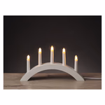 Gyertyatartó 5 db E10 izzóval, fa, fehér, ívelt, 20x38 cm, beltéri, meleg fehér thumbnail 5