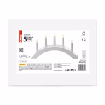 Gyertyatartó 5 db E10 izzóval, fa, fehér, ívelt, 20x38 cm, beltéri, meleg fehér thumbnail 3