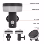 LED napelemes kerti fali lámpa TERION szürkületérzékelővel, 12,5 x 14,7 x 14,2 cm thumbnail 4