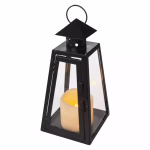 LED fekete, szögletes lámpás, 26,5 cm, 3x AAA, beltéri, vintage thumbnail 1