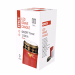 LED temetői mécses, piros, 2xC elem, kültéri és beltéri, meleg fehér, időzítő thumbnail 3