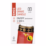 LED temetői mécses, piros, 2xC elem, kültéri és beltéri, meleg fehér, érzékelő thumbnail 2