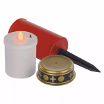 LED temetői mécses leszúrható, 25 cm, 2xAA, kültéri és beltéri, vintage thumbnail 1