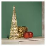 LED-es üveg karácsonyfa, 27 cm, 2x CR2032, beltéri, meleg fehér, időzítő thumbnail 4