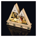 LED-es fa karácsonyi tájkép, 23,5 cm, 2x AA, beltéri, meleg fehér, időzítő thumbnail 4