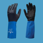 SHOWA CHM latexre mártott neoprén vegyszerálló védőkesztyű - púdermentes - kék - latex - M 24 db