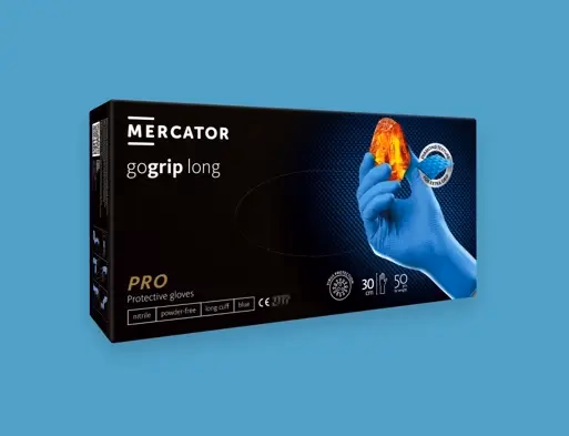 Mercator gogrip long prémium munkavédelmi kesztyű - púdermentes - kék - nitril - XL 50 db - Image 1 of 3