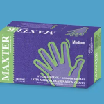 Maxter orvosi vizsgálókesztyű (5,5 g) - enyhén púderezett - fehér - latex - M thumbnail 1