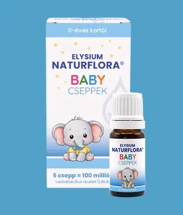 Elysium Naturflora Baby cseppek étrend-kiegészítő szuszpenzió 100 millió CFU Lactobacillus reuteri (UBLRu-87) spórával - Image 1 of 2
