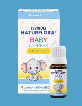 Elysium Naturflora Baby cseppek étrend-kiegészítő szuszpenzió 100 millió CFU Lactobacillus reuteri (UBLRu-87) spórával és D-vitaminnal - Image 1 of 2
