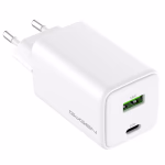 Hálózati töltő GoGEN ACHPDQ265, 1x USB-C PD 65W + 1x USB-A 18W fehér