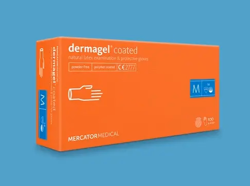 Mercator dermagel latexre mártott orvosi kesztyű - púdermentes - fehér - latex - M - Image 1 of 3