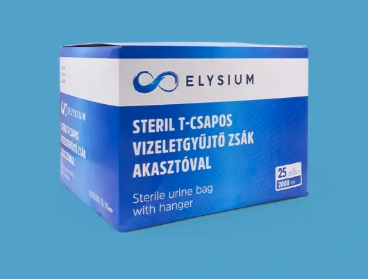 Elysium steril T-csapos vizeletgyűjtő zsák akasztóval - Image 1 of 3