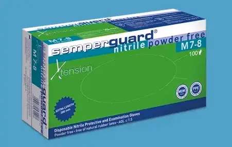 Semperguard Xtension hosszú szárú kesztyű - púdermentes - kék - nitril - M - Image 1 of 2