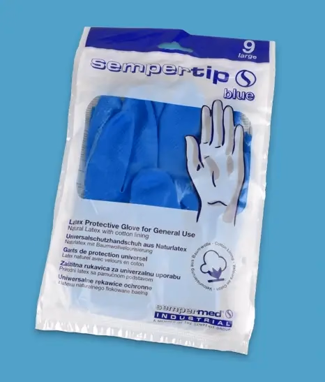 Sempertip munkavédelmi kesztyű - púdermentes - kék - latex - L - Image 1 of 1