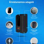 Elysium Pro professzionális, érintésmentes, 1200 ml-es adagoló - szórófejes folyadék - fekete állvánnyal - fekete thumbnail 3