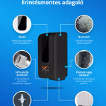 Elysium Pro professzionális, érintésmentes, 1200 ml-es adagoló - szórófejes folyadék - fehér állvánnyal - fekete thumbnail 3