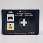 Elysium elsősegély felszerelés, B-típus (doboz) - személyautókhoz, tehergépkocsikhoz. Köhém rendelet (1 pont) szerint, jódpálcával (6 db) - 10-es kartonban rendelhető