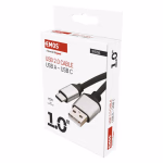 EMOS Type-C 2.0 / USB-A 2.1 Töltő- és adatkábel 1 m, fekete thumbnail 2
