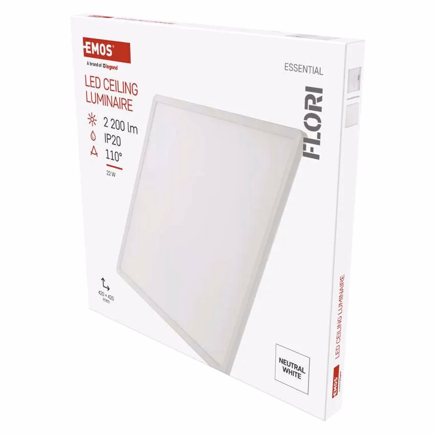 LED felületi lámpatest FLORI négyzet, fehér, 22W, semleges fehér - Image 1 of 4