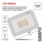 Emos LED reflektor SIMPO, fehér, 20W, 2000 lm, természetes fehér, IP65 thumbnail 4