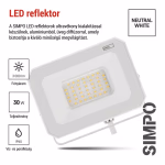 Emos LED reflektor SIMPO  fehér, 30W, IP65, 3000 lm, természetes fehér thumbnail 4